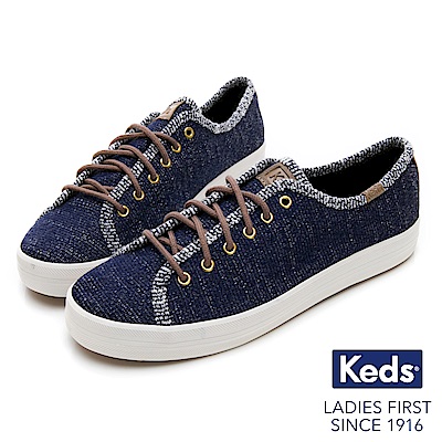 Keds KICKSTART 毛圈線紗綁帶休閒鞋-藍色