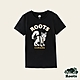 Roots女裝-動物派對系列 绒布動物純棉修身短袖T恤-黑色 product thumbnail 1