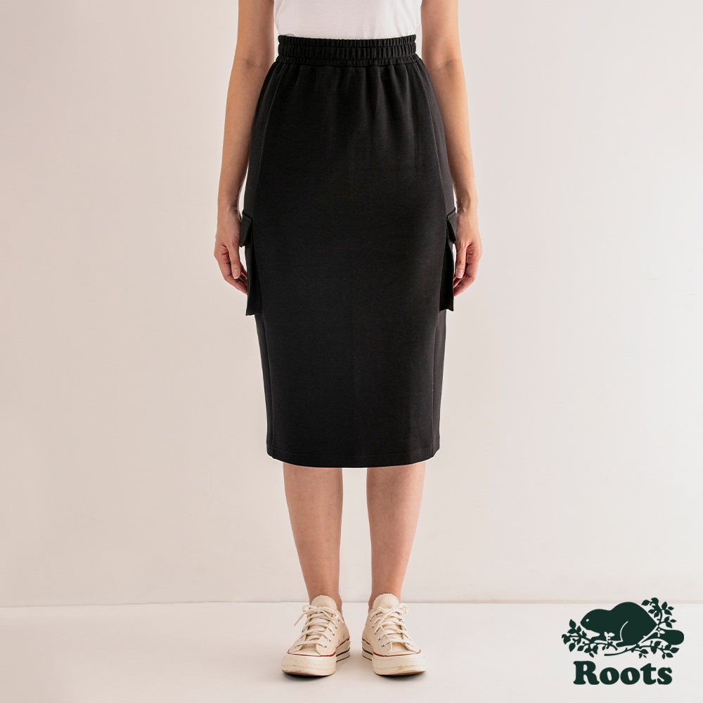 Roots 女裝- 摩登週間系列 工作口袋中長裙-黑色