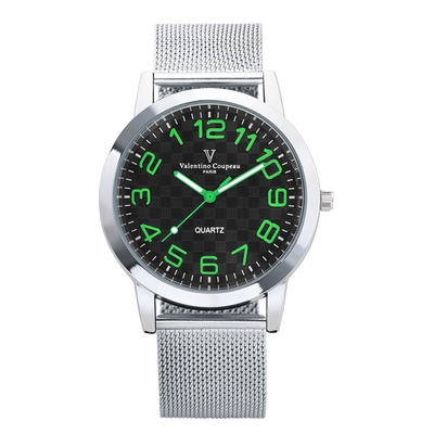 Valentino Coupeau 范倫鐵諾 古柏 時光倒流系列腕錶(黑面/綠字/米蘭帶)