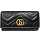 【GUCCI 古馳】 443436 GG Marmont絎縫紋牛皮金屬雙G LOGO長夾(黑色) product thumbnail 1