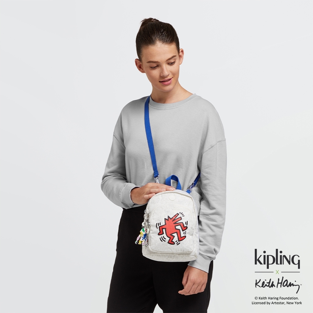 Kipling x Keith Haring 限量聯名系列街頭塗鴉休閒後背包-DELIA COMPACT