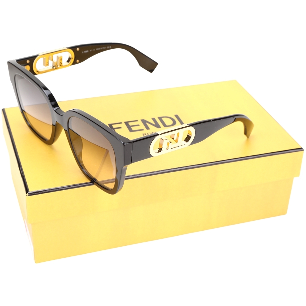 FENDI O’Lock 方型漸層鏡片黑框太陽眼鏡(低鼻樑版型)