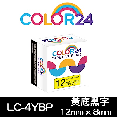 【Color24】 for Epson LK-4YBP / LC-4YBP 黃底黑字相容標籤帶(寬度12mm)