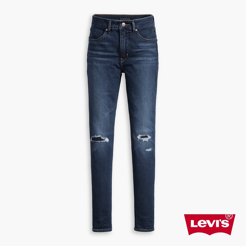 Levis 女款 Revel 高腰緊身提臀牛仔褲/超彈力塑形布料/破壞縫補