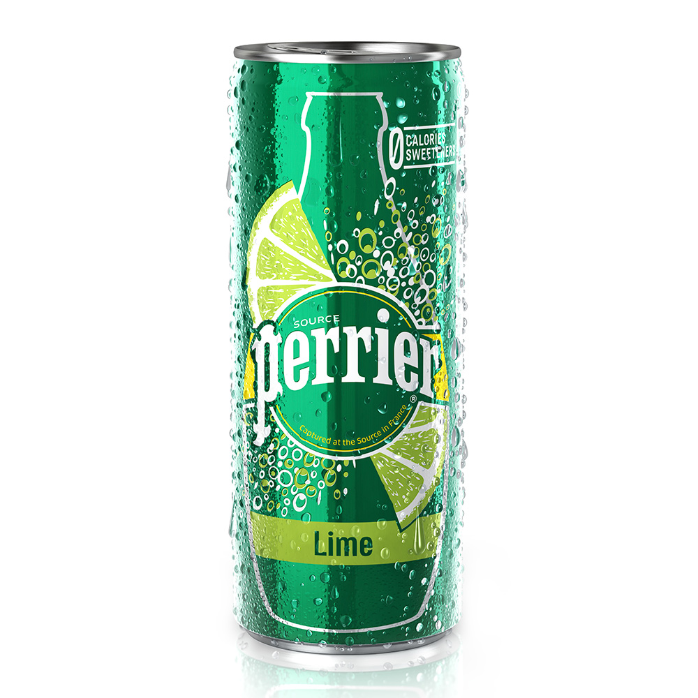 法國沛綠雅Perrier 氣泡天然礦泉水-萊姆風味 鋁罐 (250mlX30入)