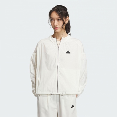 adidas 外套 女款 運動連帽外套 TECH UPF HD JKT 米白 IM8837