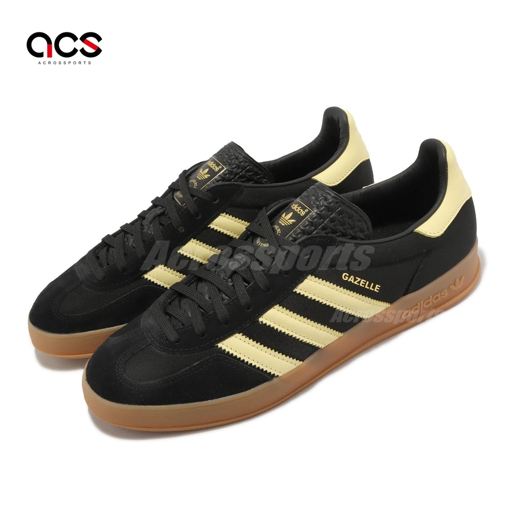 adidas 休閒鞋Gazelle Indoor 黑鵝黃男鞋復古膠底麂皮愛迪達IG4999