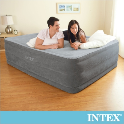 INTEX 豪華橫條特高雙氣室雙人加大充氣床墊152x203x高56cm(64417)