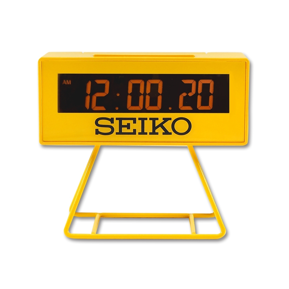 SEIKO 精工 / 日期 計時 貪睡鬧鈴 可拆座架 長方形鬧鐘 電子鐘-黃色 /SK048