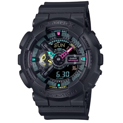 CASIO卡西歐 G-SHOCK 電競時尚 搶眼螢光 人氣雙顯 GA-110MF-1A_51.2mm