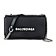 BALENCIAGA巴黎世家經典印花LOGO牛皮鏈帶扣式斜背包(黑) product thumbnail 1