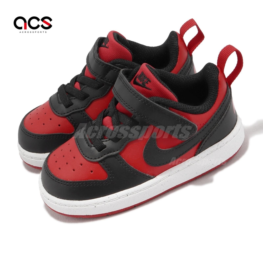Nike 童鞋 Court Borough Low Recraft TD 小童 學步鞋 黑 紅 皮革 親子鞋 DV5458-600