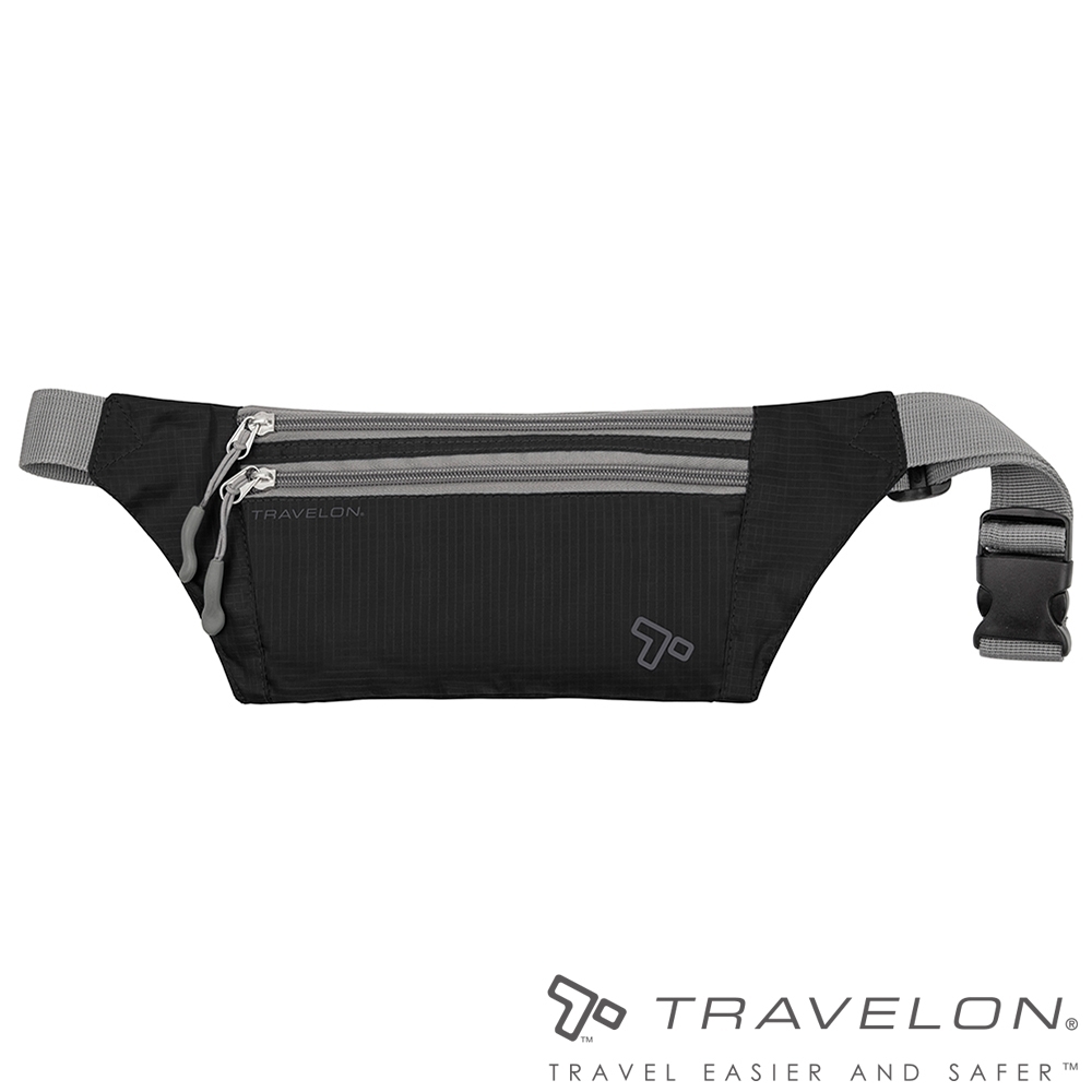 【Travelon】PACKING輕巧多夾層貼身輕量腰包TL-42977黑/隨身包/收納包/零錢包/休閒運動旅遊適用