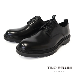 Tino Bellini 素面男士厚底綁帶紳士鞋HM4T015-1(黑色)