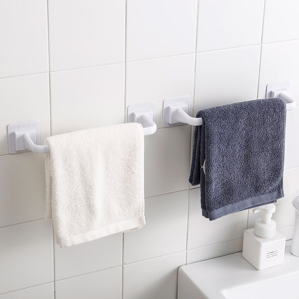 E-dot  無痕浴室毛巾收納桿架組(短款+長款)兩件組