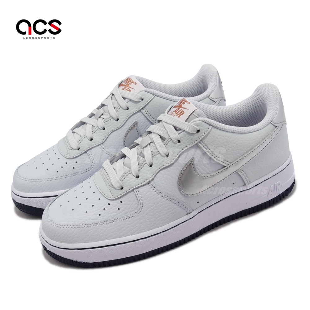 Nike Air Force 1 GS 大童女鞋灰金屬銀經典AF1 皮革休閒鞋CT3839-004