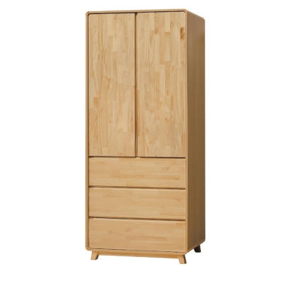 綠活居 普菲納現代風2.5尺實木三抽衣櫃/收納櫃-76x57x207cm免組