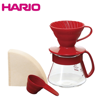 HARIO V60紅色01濾杯咖啡壺組 VDS-3012R 1-2杯份