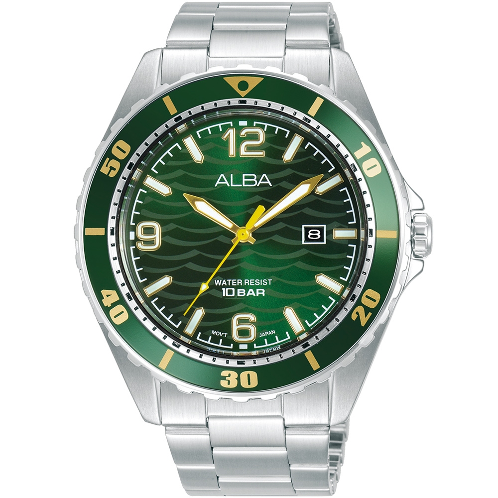 ALBA 雅柏 Active 運動風 潮流時尚手錶-44mm綠(VJ32-X339G/AG8N39X1)