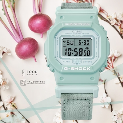 casio 卡西歐 g-shock women 大自然樸實色彩 環保製成方形電子錶-柔綠 gmd-s5600ct-3