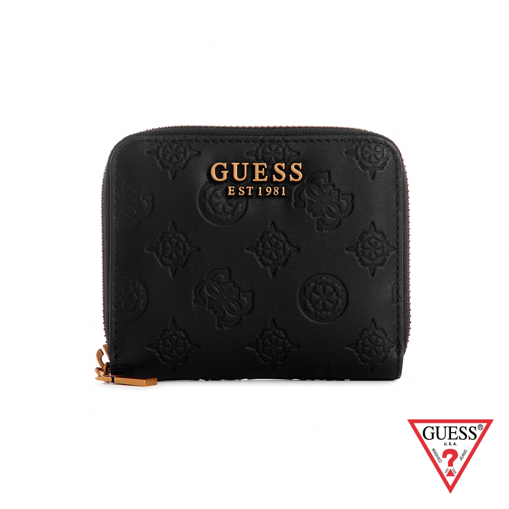 GUESS-女包-典雅氛圍壓紋零錢包-黑 原價1490