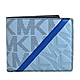 MICHAEL KORS Cooper 壓印Logo皮革斜紋條飾對開短夾(牛仔藍) product thumbnail 1