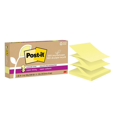 3M Post-it 利貼 狠黏 環保抽取式便條紙 76x76mm（70張 /本）黃色6本 /盒 R330R-6SSCY