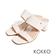 KOKKO寬版造型柔軟羊皮粗跟涼鞋白色 product thumbnail 1