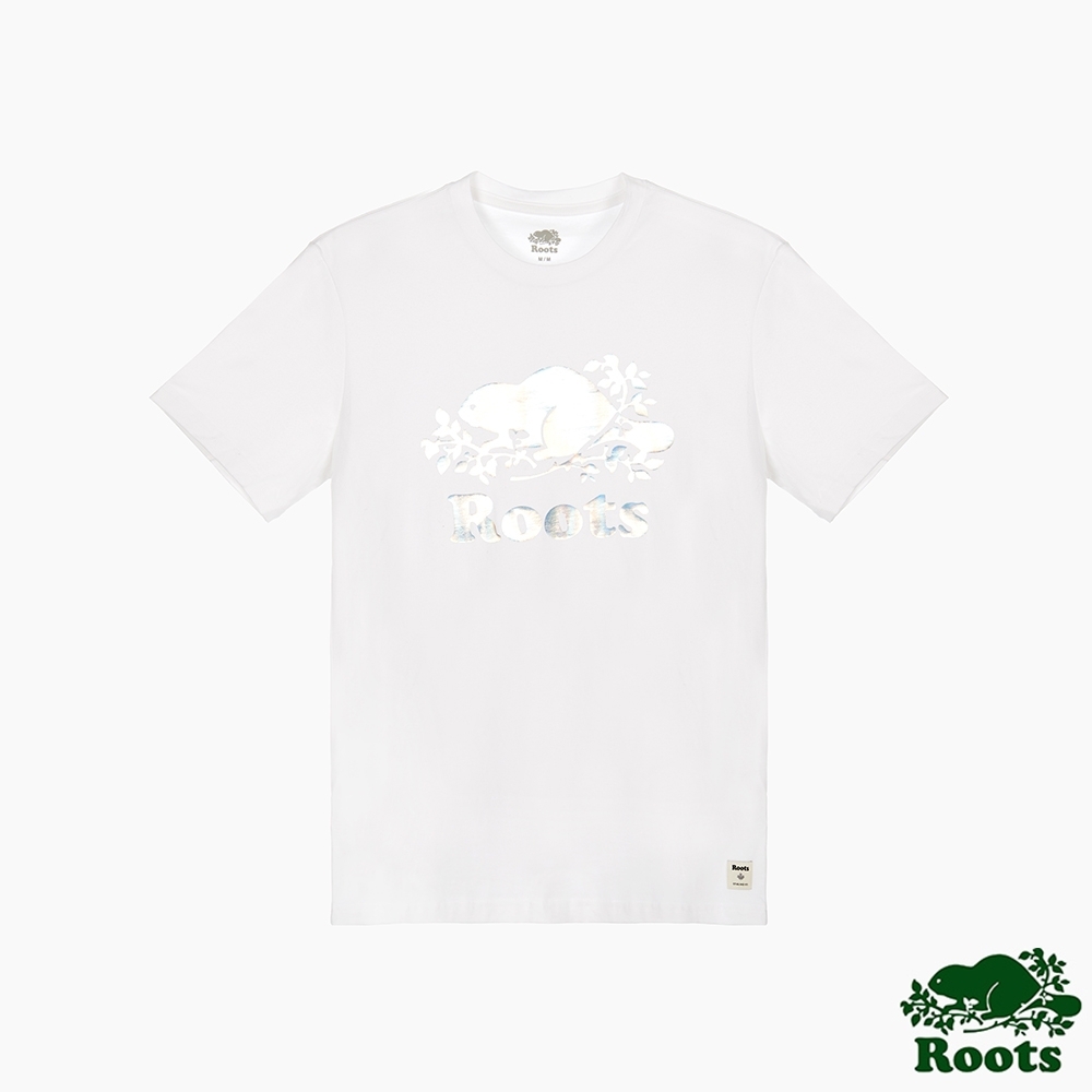 Roots男裝-彩虹霓光海狸短袖T恤-白色