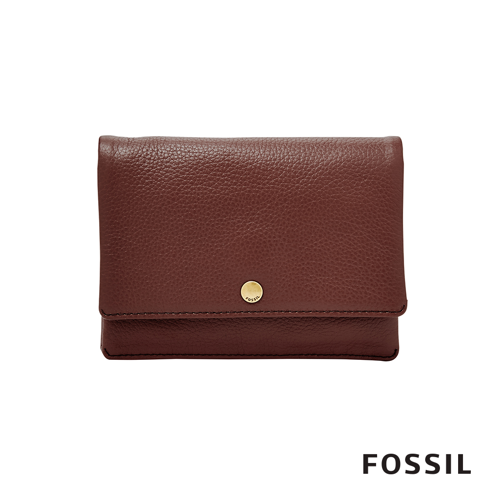 FOSSIL AUBREY金釦設計零錢短夾-酒紅色 SL7812227