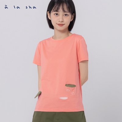 a la sha 品牌日獨家7折品▼ 彩色口袋短袖T-shirt