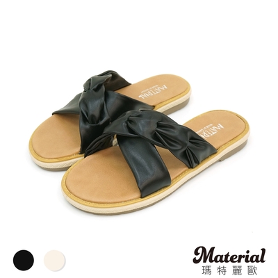 Material瑪特麗歐 拖鞋 MIT簡約交叉平底拖鞋 T0340