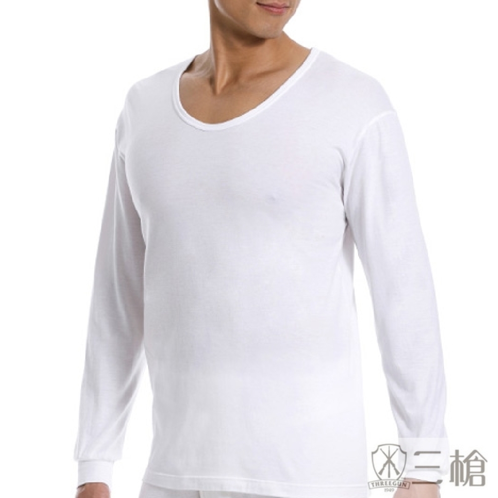 【三槍牌】時尚精典型男100%金絲棉 U領衛生衣 白 1件組 台灣製
