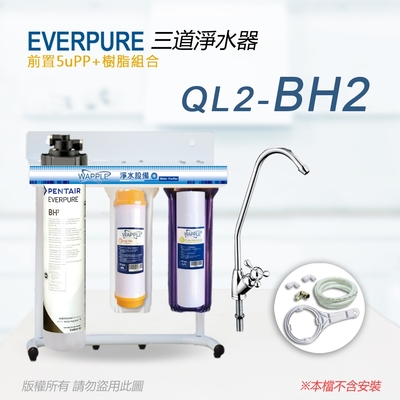 【Everpure】美國原廠 QL2-BH2 三道立架型淨水器(樹脂自助型-含全套配件)