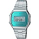 CASIO 經典時尚方形設計數位錶(A-168WEM-2)-藍綠面/36.3mm product thumbnail 1