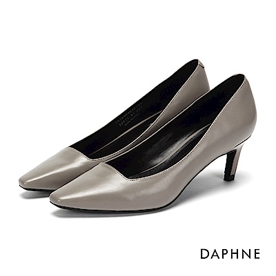 達芙妮DAPHNE 高跟鞋-簡約縫線個性斜跟高跟鞋-灰