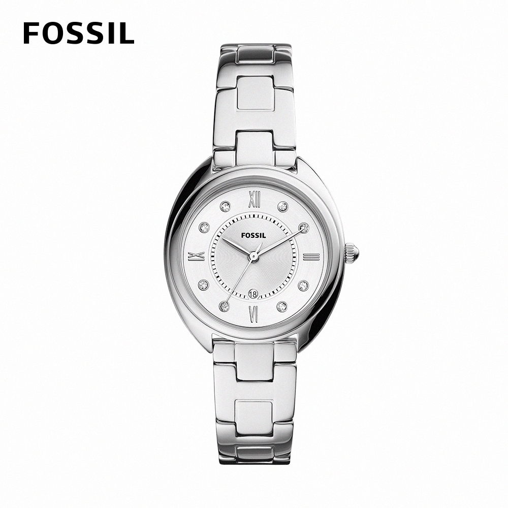 FOSSIL Gabby 優雅金屬銀不鏽鋼女錶 銀色不鏽鋼鍊帶 34MM ES5069