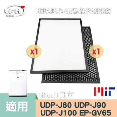 HEPA 濾心+蜂巢顆粒活性碳濾網 適用Hitachi日立 UDP-J80 J90 J100 EP-GV65加濕空氣清淨機濾網