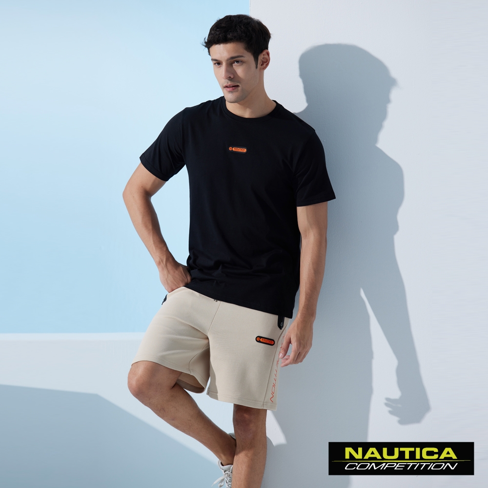 Nautica 男裝 COMPETITION品牌LOGO抽繩運動短褲-卡其色