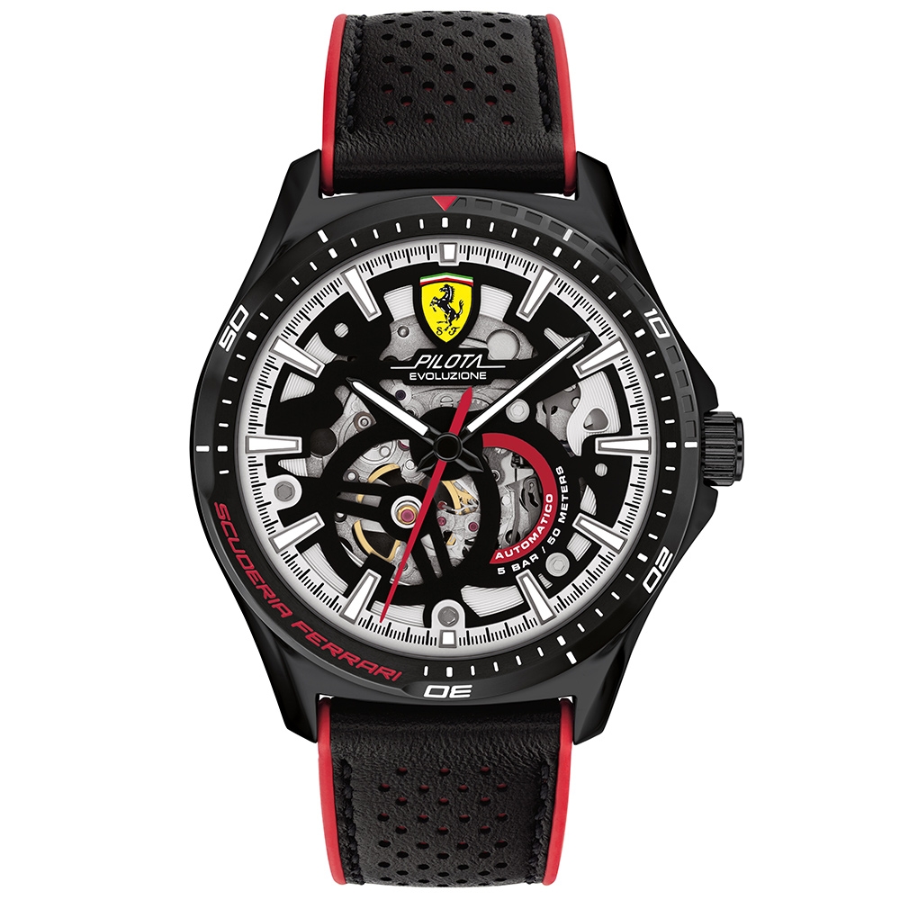 Scuderia Ferrari 法拉利 Pilota Evo Turbo 鏤空機械錶-44mm FA0830837