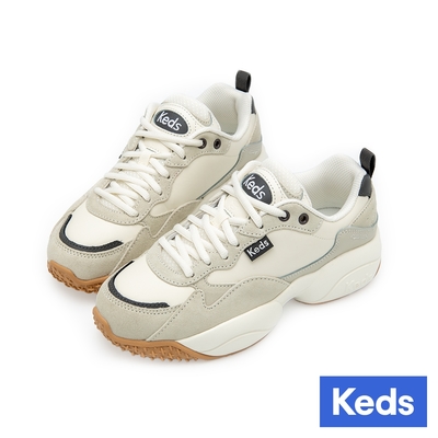 Keds Bounce 復古寬楦厚底老爹鞋-白灰 9241W198050