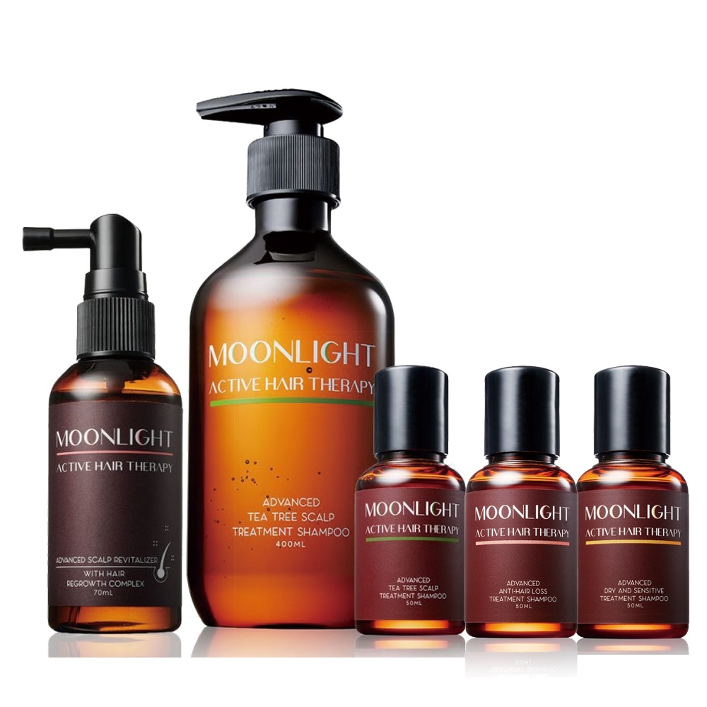 Moonlight 控油生機旗艦組 (洗髮精400ml+養髮液70ml+洗髮旅行組50ml x3)