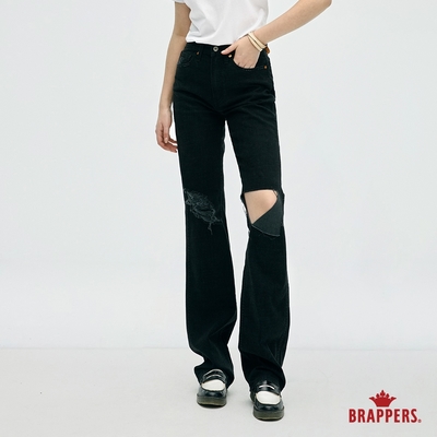 BRAPPERS 女款 Boy friend系列-高腰微彈寬直筒褲-黑