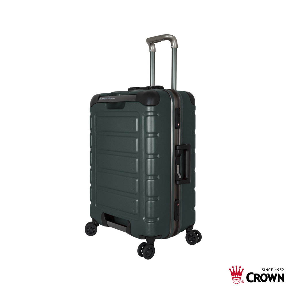 CROWN 皇冠 22吋鋁框箱 深綠色 悍馬箱 獨特箱面手把 行李箱