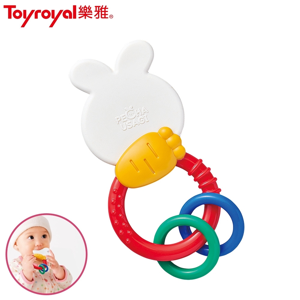 【任選】日本《樂雅 Toyroyal》沛醬兔固齒器握環搖鈴