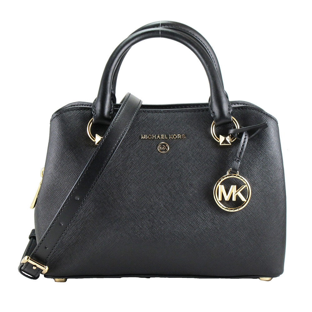 Michael Kors EDITH新款美型三層防刮手提斜背包(黑)