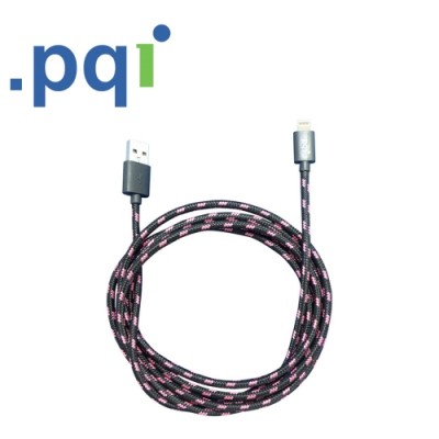 PQI i-Cable Mesh 90 iphone編織傳輸線 黑紅色 兩入組