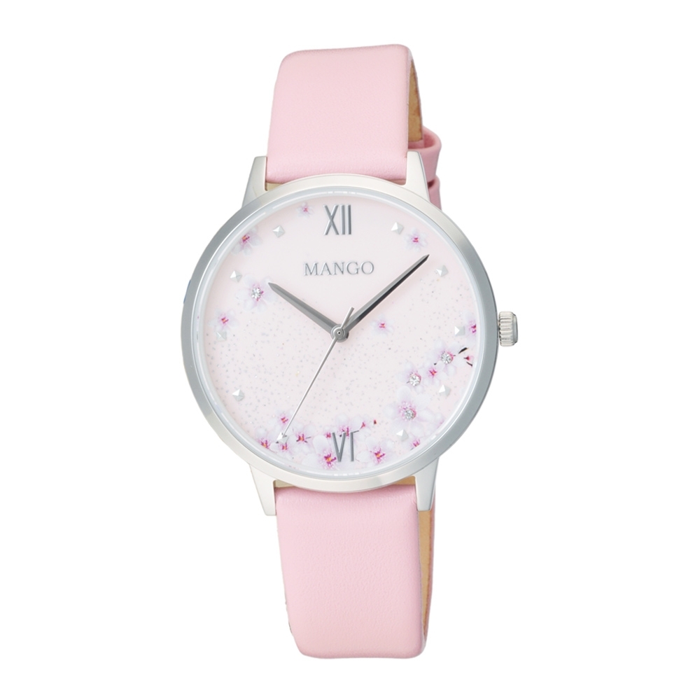 MANGO 星願花語氣質腕錶-粉色(MA6757L-10)36mm