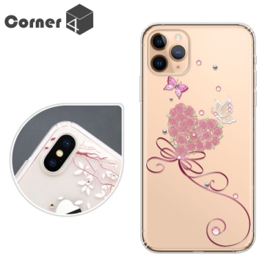 Corner4 iPhone 11 Pro Max 6.5吋奧地利彩鑽雙料手機殼-蝶戀花